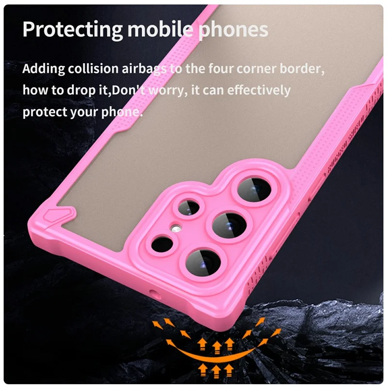 Étui pour Samsung Galaxy S23 Ultra PC+TPU givré Couverture arrière du téléphone - Rose