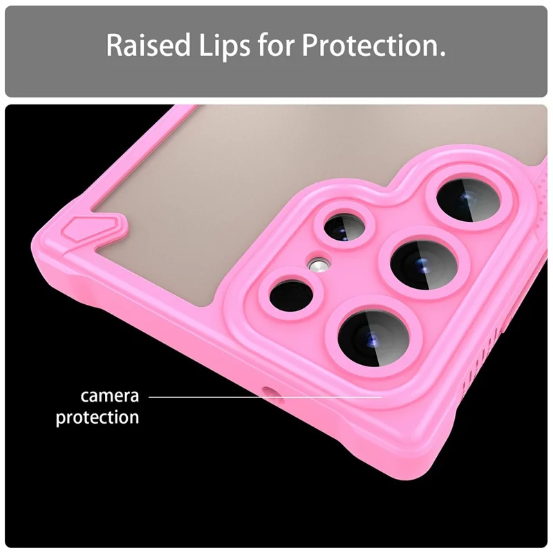 Étui pour Samsung Galaxy S23 Ultra PC+TPU givré Couverture arrière du téléphone - Rose