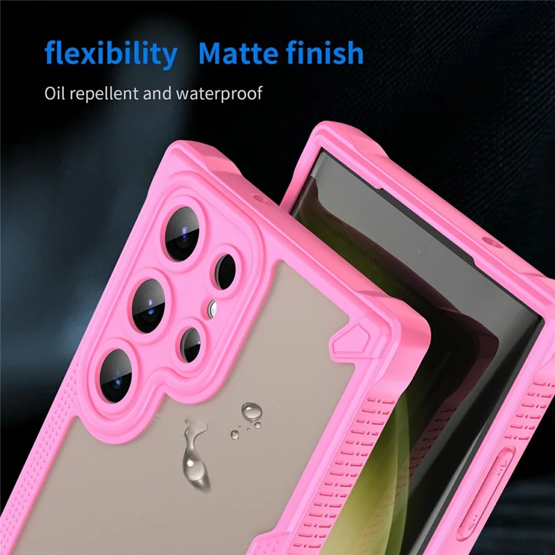 Étui pour Samsung Galaxy S23 Ultra PC+TPU givré Couverture arrière du téléphone - Rose