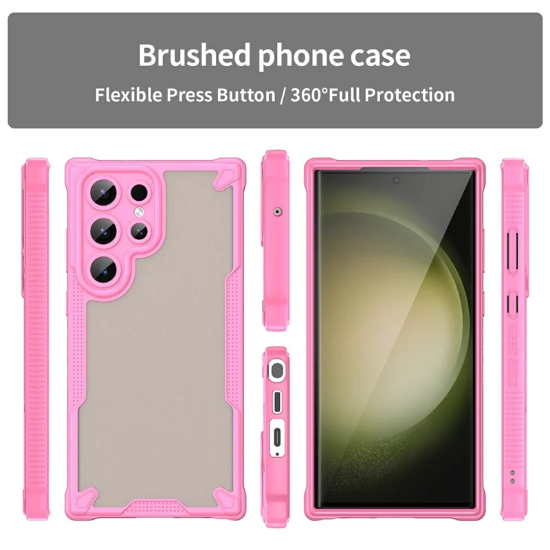 Étui pour Samsung Galaxy S23 Ultra PC+TPU givré Couverture arrière du téléphone - Rose