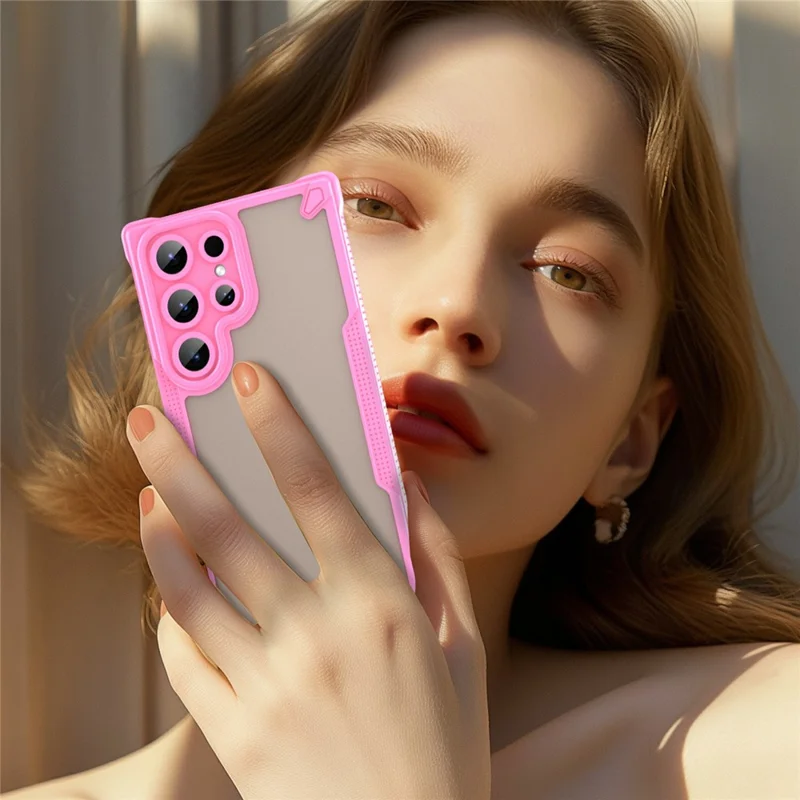 Étui pour Samsung Galaxy S23 Ultra PC+TPU givré Couverture arrière du téléphone - Rose
