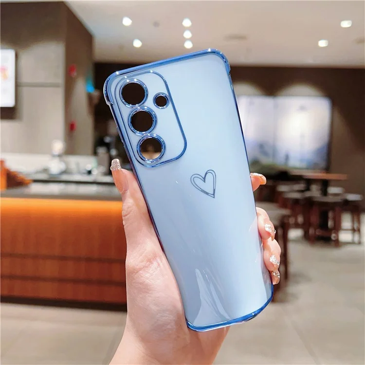 Чехол для Samsung Galaxy S25 с любовным сердечным узором, TPU-покрытие, металлизированный край - черный