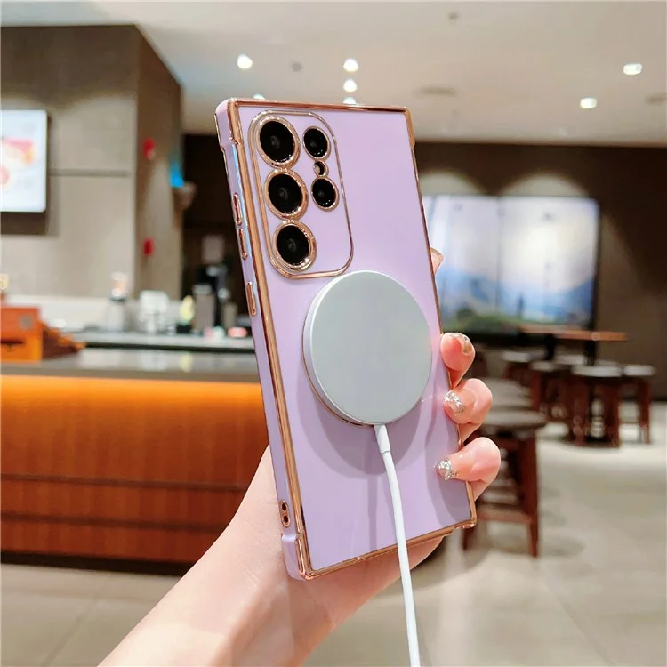 Funda para Samsung Galaxy S25 Ultra compatible con MagSafe Electroplating TPU - Morado