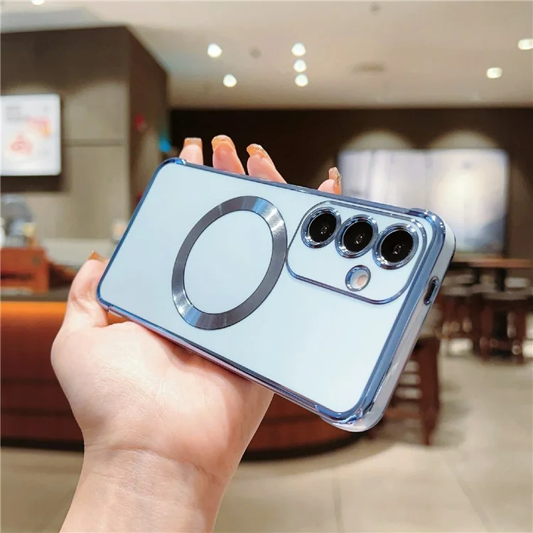 Funda para Samsung Galaxy S24 FE compatible con MagSafe, cubierta de teléfono de TPU chapada - Azul
