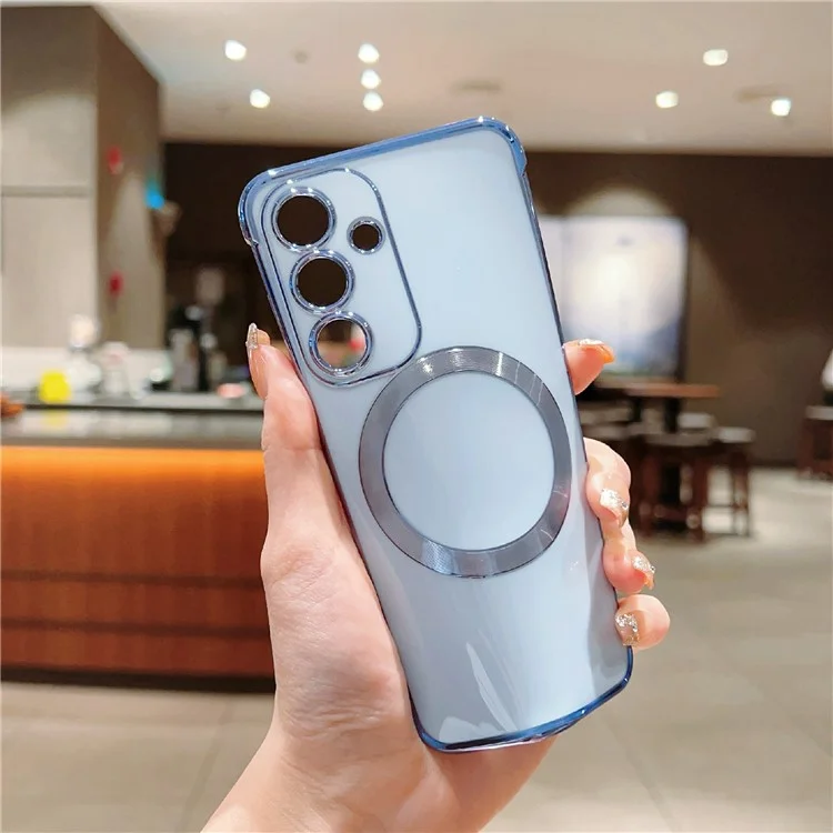 Funda para Samsung Galaxy S24 FE compatible con MagSafe, cubierta de teléfono de TPU chapada - Azul