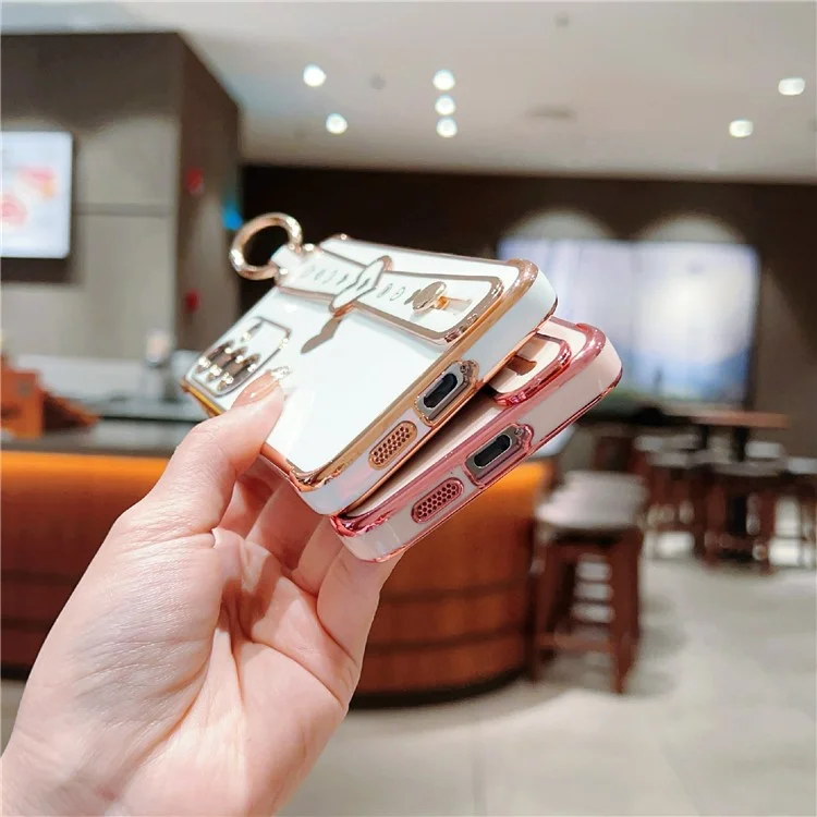 Capa para Samsung Galaxy S25 com pulseira, suporte e coração de TPU - Rosa