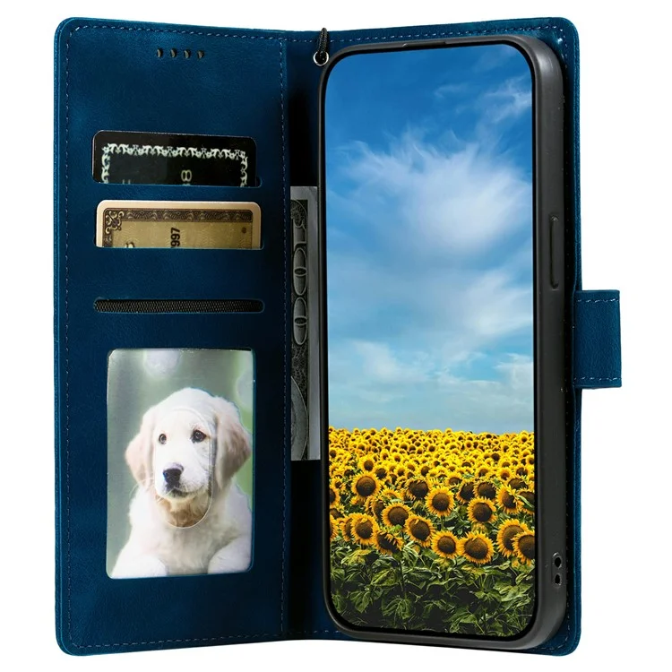 Style 018 pour Xiaomi Redmi 13C 5G / 4G Étui Peau de Portefeuille en Cuir Gravé Totem - Bleu