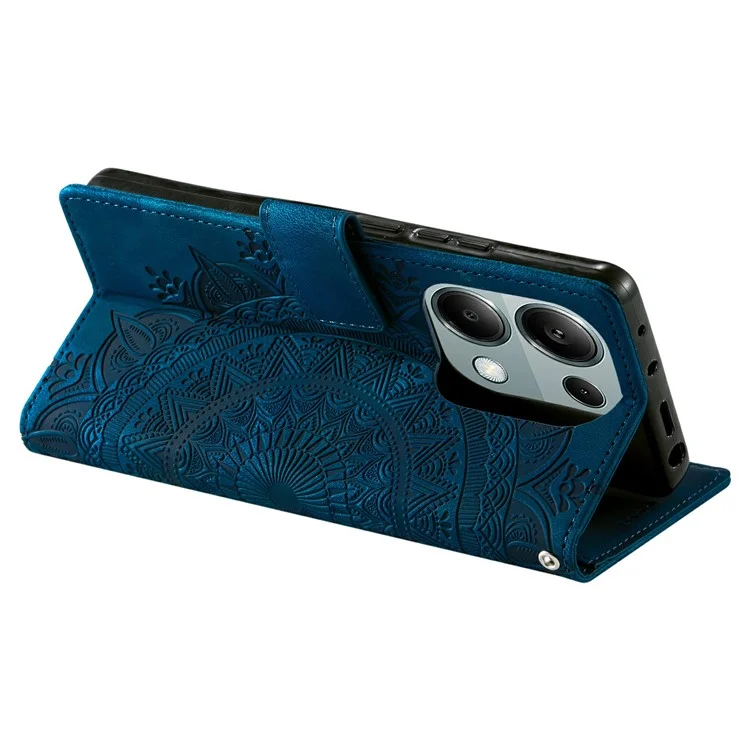 Custodia Style 018 per Xiaomi Redmi Note 13 Pro 4G, con tótemi impressi, sensazione di pelle, portafoglio in pelle, cover per telefono - Blu