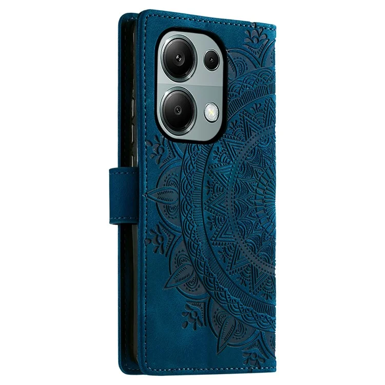 Custodia Style 018 per Xiaomi Redmi Note 13 Pro 4G, con tótemi impressi, sensazione di pelle, portafoglio in pelle, cover per telefono - Blu