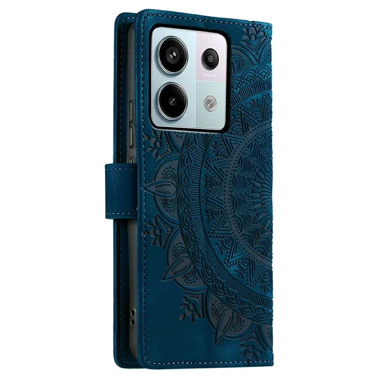 Coque Style 018 pour Xiaomi Redmi Note 13 Pro 5G, en cuir, avec motif totémique, effet peau, style portefeuille - Bleu