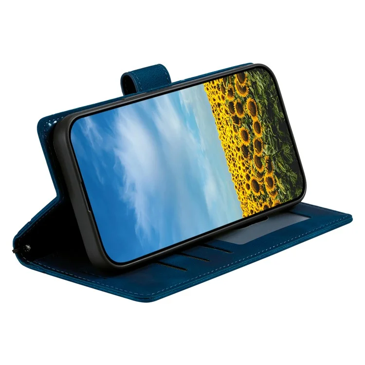 Style 018 Für Ehre X9c 5G-Hülle mit eingeprägt Totem-Hautgefühl Leder-Telefon-Cover - Blau