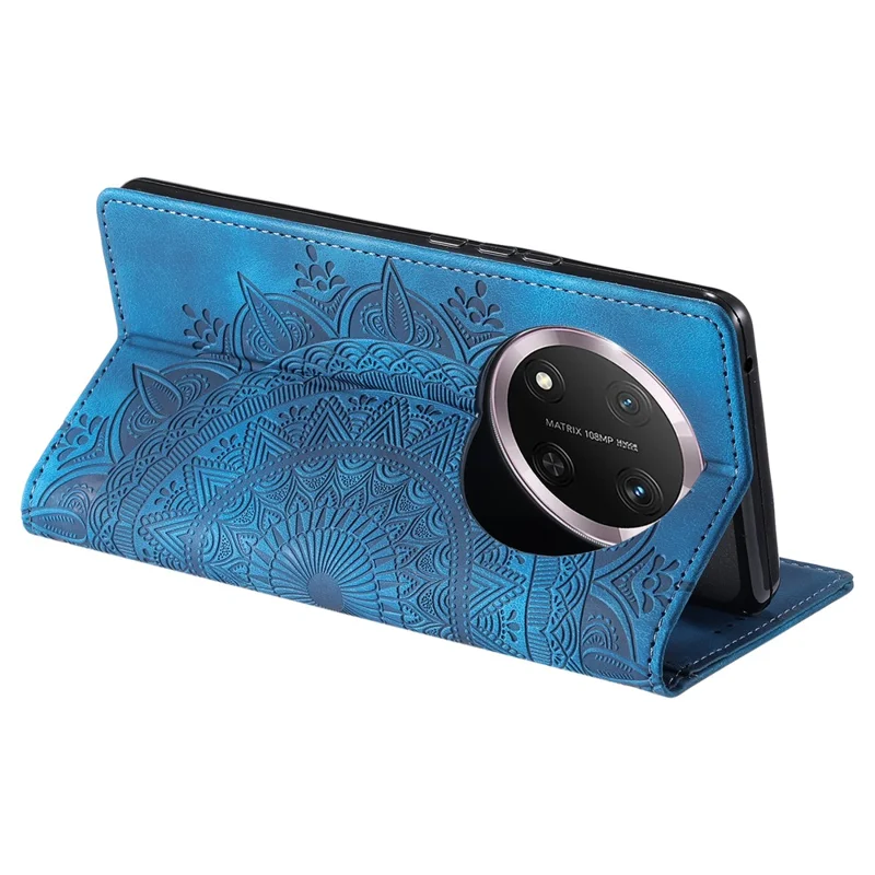 Style-010 For Honor Magic7 Lite 5G / X9c 5G / X60 Pro 5G Case Magnetic Closing Leather Phone Cover Pattern Imprinted - Blue