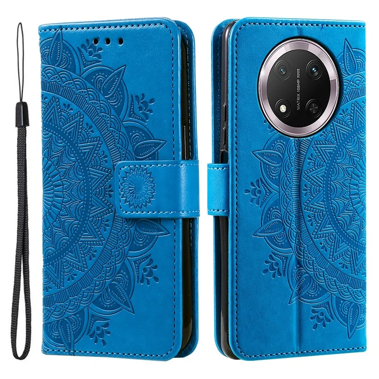 Funda para Honor X9c 5G con estampado de Tótem, billetera de piel sintética con soporte - Azul