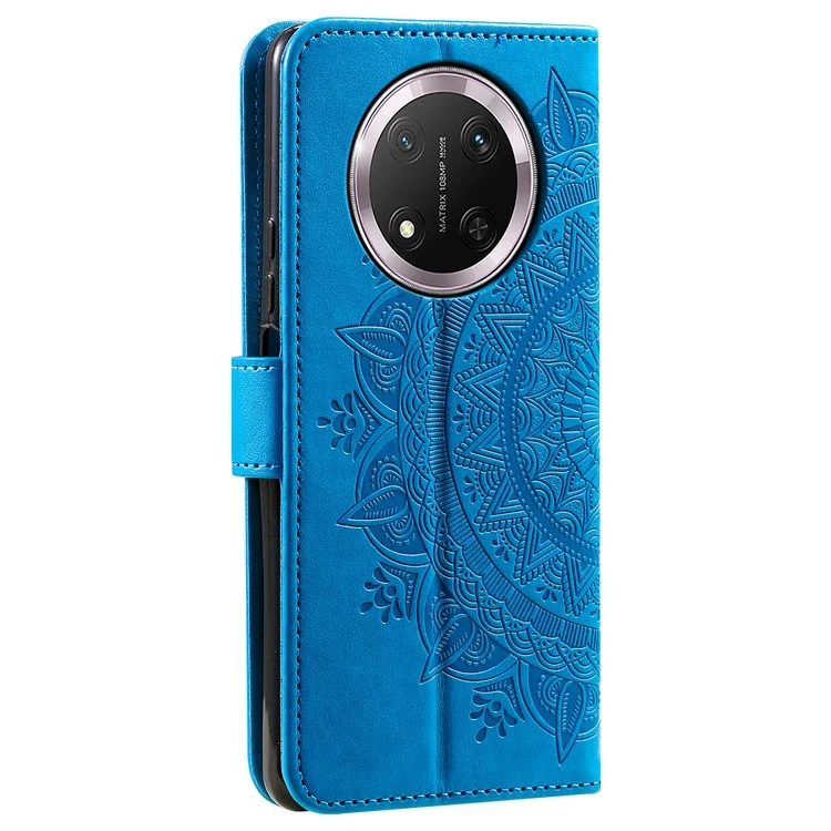 Funda para Honor X9c 5G con estampado de Tótem, billetera de piel sintética con soporte - Azul