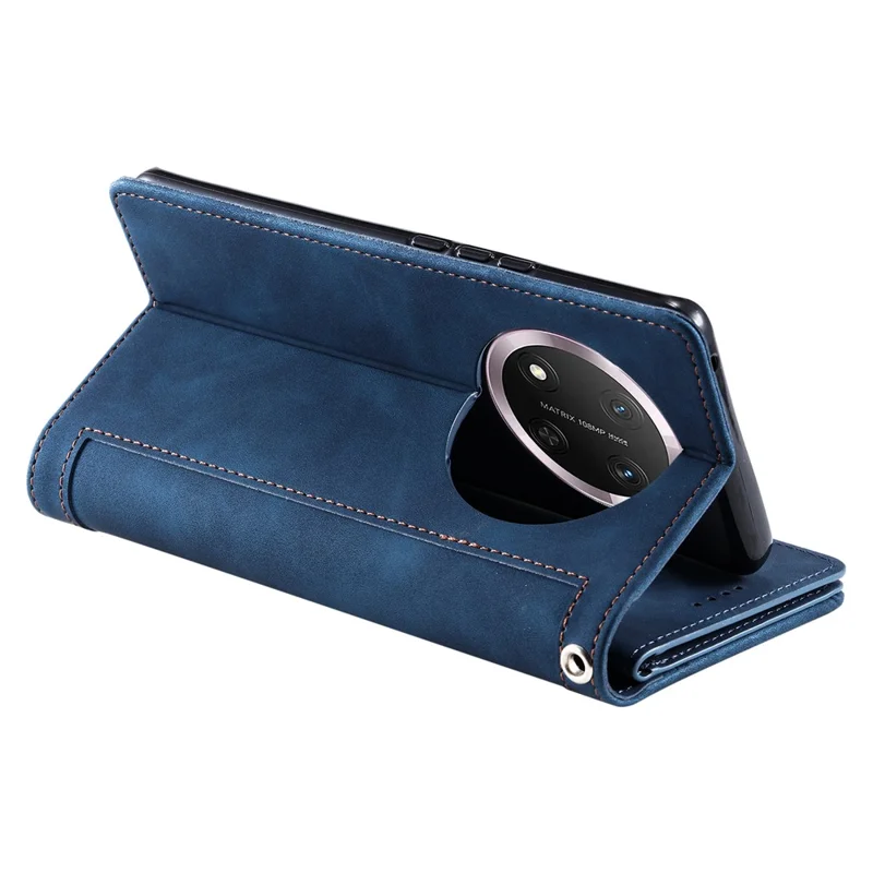 Funda para teléfono 5G For Honor X9c de piel sintética con cremallera y 9 ranuras para tarjetas - Azul