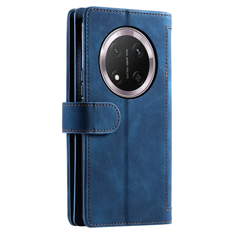Funda para teléfono 5G For Honor X9c de piel sintética con cremallera y 9 ranuras para tarjetas - Azul