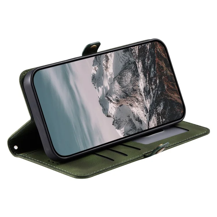 Estojo para celular Style 016 For Honor X9c 5G, com sensação de pele e estampa de totem, capa de couro para carteira - Verde escuro