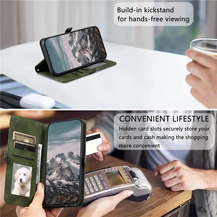 Estojo para celular Style 016 For Honor X9c 5G, com sensação de pele e estampa de totem, capa de couro para carteira - Verde escuro