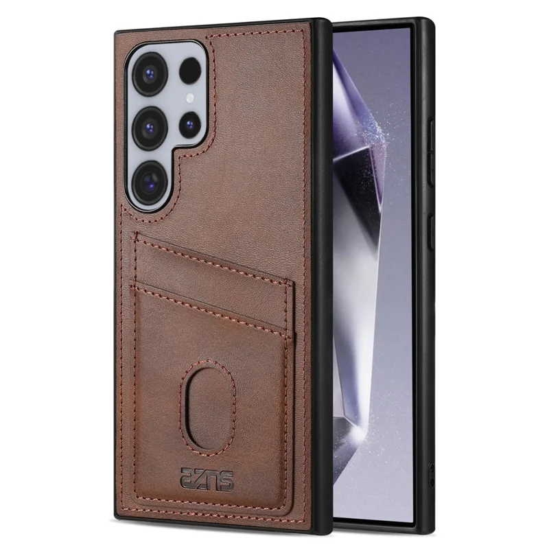 AZNS K1 Serie für Samsung Galaxy S25 Ultra Hülle Kalbsleder-Textur Anti-Drop PU+TPU Handyhülle - Kaffee