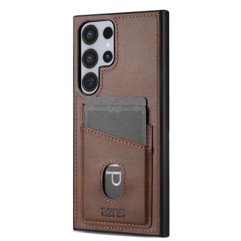 AZNS K1 Serie für Samsung Galaxy S25 Ultra Hülle Kalbsleder-Textur Anti-Drop PU+TPU Handyhülle - Kaffee