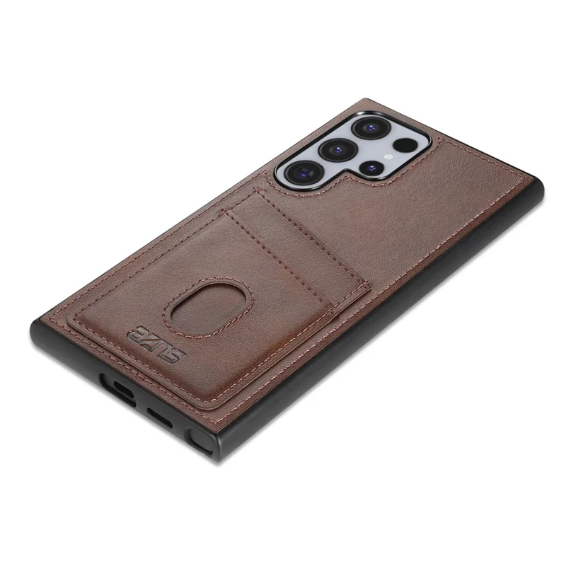AZNS K1 Serie für Samsung Galaxy S25 Ultra Hülle Kalbsleder-Textur Anti-Drop PU+TPU Handyhülle - Kaffee