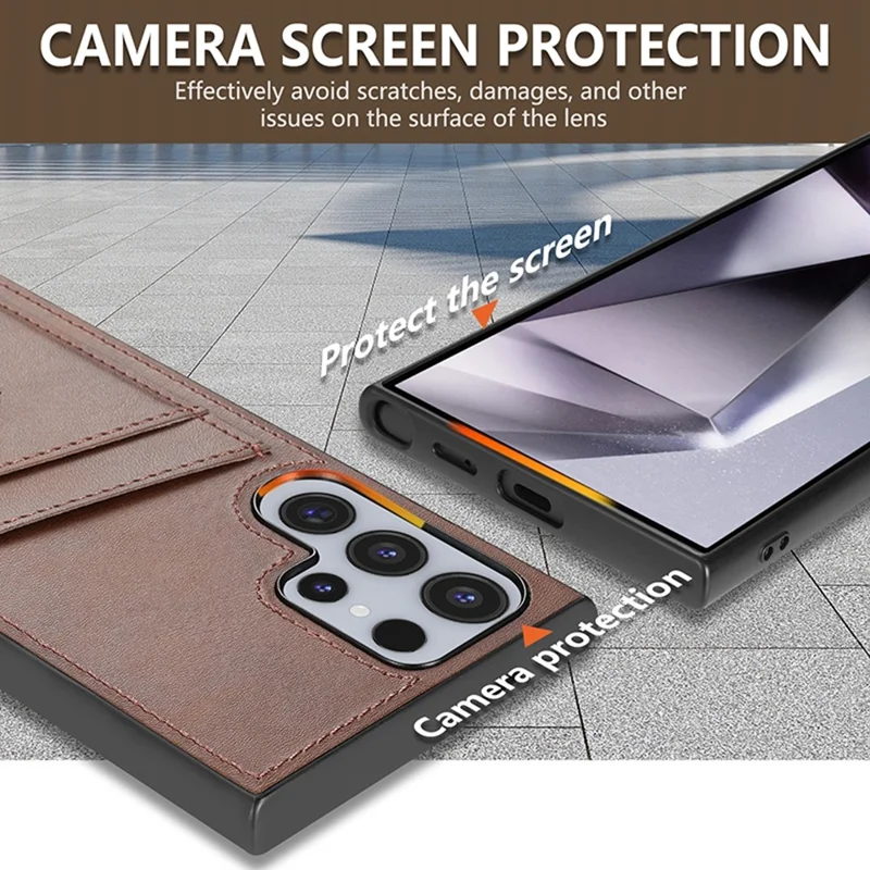 AZNS K1 Serie für Samsung Galaxy S25 Ultra Hülle Kalbsleder-Textur Anti-Drop PU+TPU Handyhülle - Kaffee