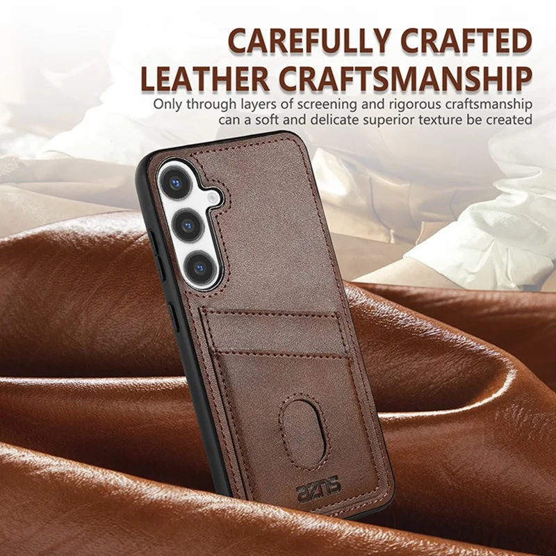 Funda para Samsung Galaxy S25+ de la serie AZNS K1, textura de ternera, anti-caída, de PU+TPU - Café