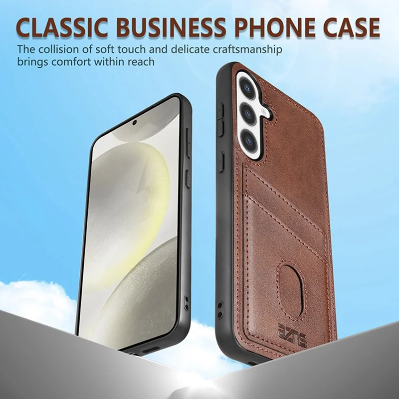 Funda para Samsung Galaxy S25+ de la serie AZNS K1, textura de ternera, anti-caída, de PU+TPU - Café
