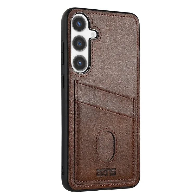 Funda para Samsung Galaxy S25 de la serie AZNS K1 con textura de ternera, antigotas, de PU+TPU - Café