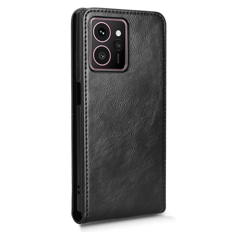 Voor HMD Skyline hoesje met kaartsleuf, magnetisch, verticaal omdraaiend lederen telefoonhoesje - Zwart