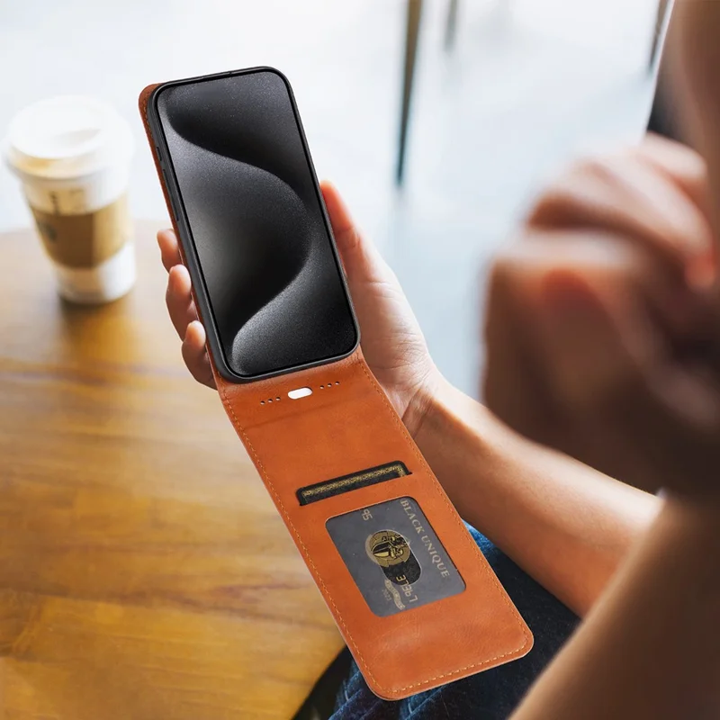 Voor HMD Skyline hoesje met kaartsleuf, magnetisch, verticaal omdraaiend lederen telefoonhoesje - Zwart