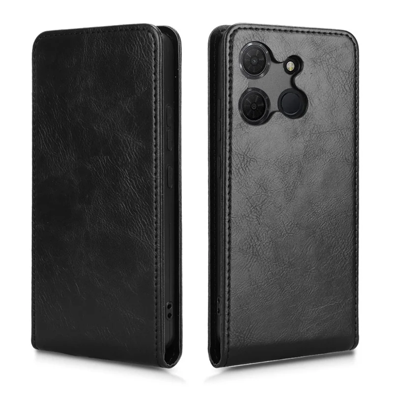 Étui pour TCL 503 avec fente pour carte, rabat vertical magnétique en cuir - Noir