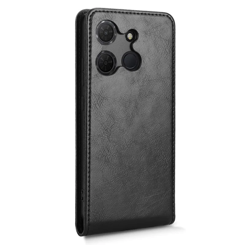 Étui pour TCL 503 avec fente pour carte, rabat vertical magnétique en cuir - Noir
