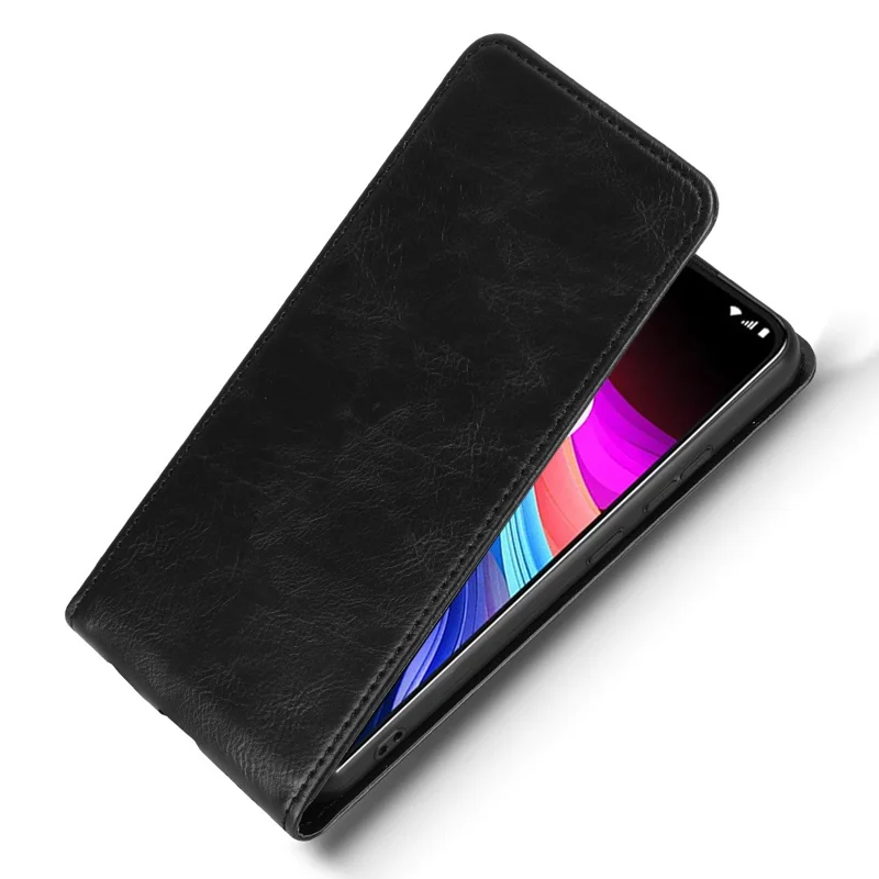 Étui pour TCL 503 avec fente pour carte, rabat vertical magnétique en cuir - Noir