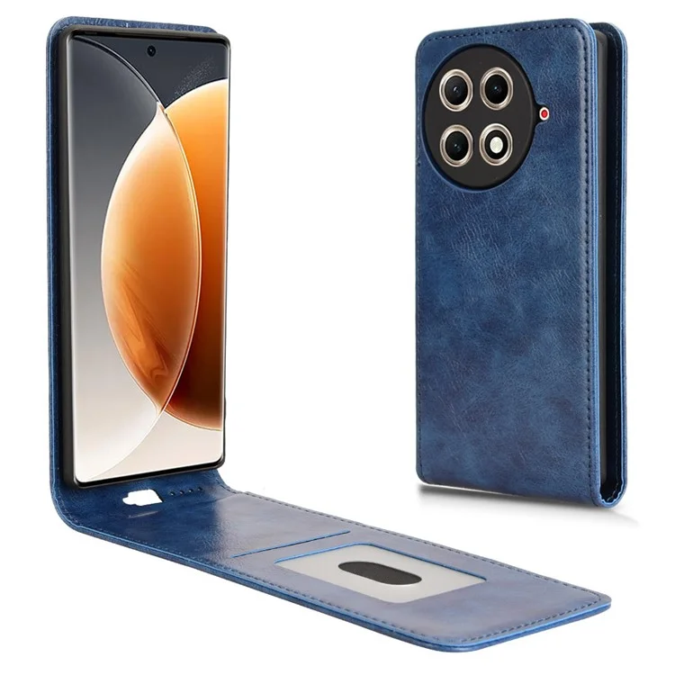 For TECNO Camon 30S 4G / Camon 30S Pro 4G Case with Card Slot Magnetic Vertical Flip Leather Phone Cover - Dark Blue