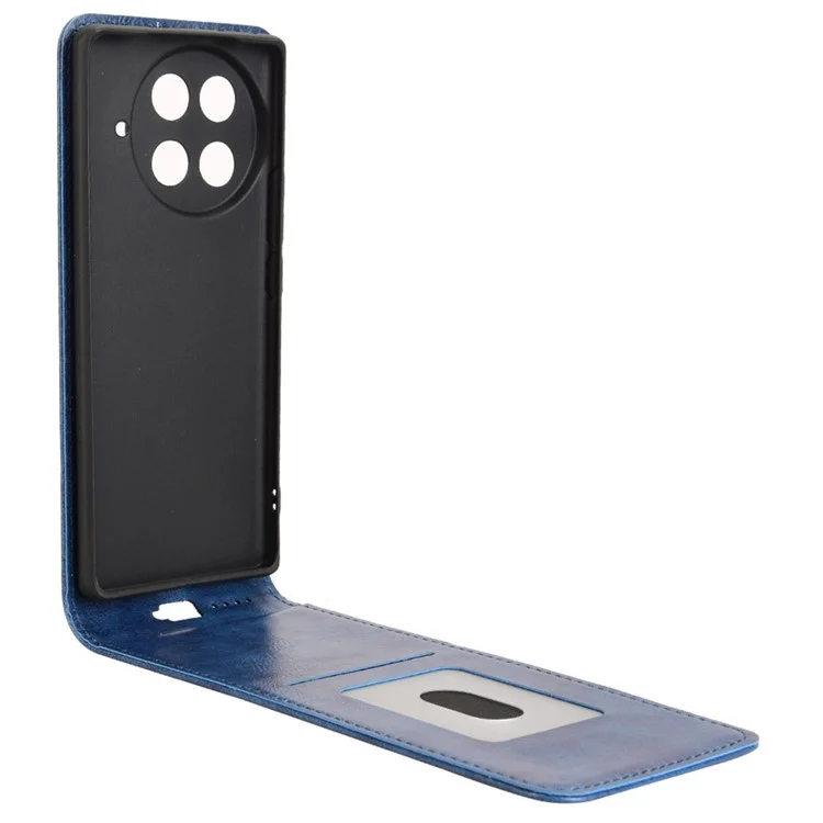 For TECNO Camon 30S 4G / Camon 30S Pro 4G Case with Card Slot Magnetic Vertical Flip Leather Phone Cover - Dark Blue