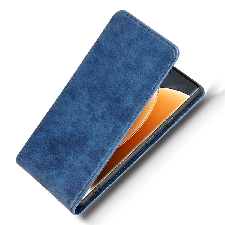 For TECNO Camon 30S 4G / Camon 30S Pro 4G Case with Card Slot Magnetic Vertical Flip Leather Phone Cover - Dark Blue