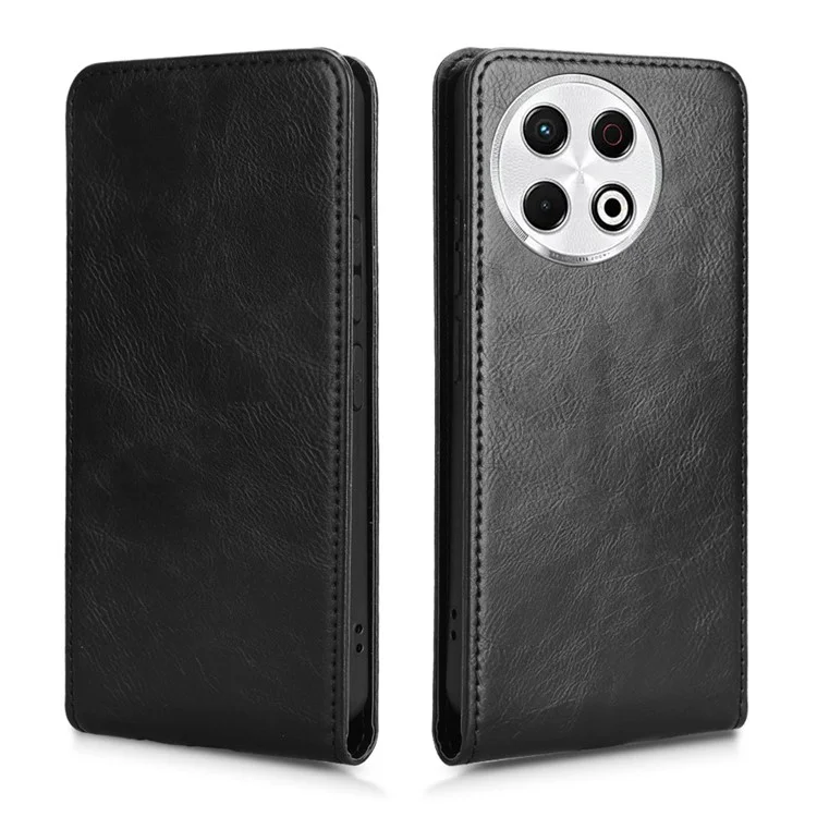Étui pour TECNO Spark 30 Pro 4G KL7 avec fente pour carte, rabat vertical magnétique en cuir - Noir