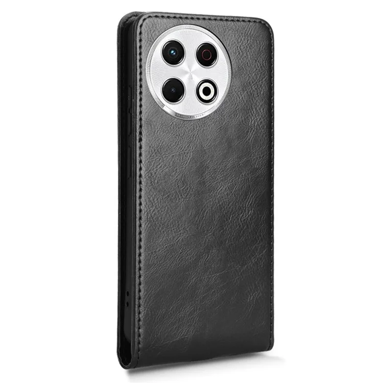 Étui pour TECNO Spark 30 Pro 4G KL7 avec fente pour carte, rabat vertical magnétique en cuir - Noir