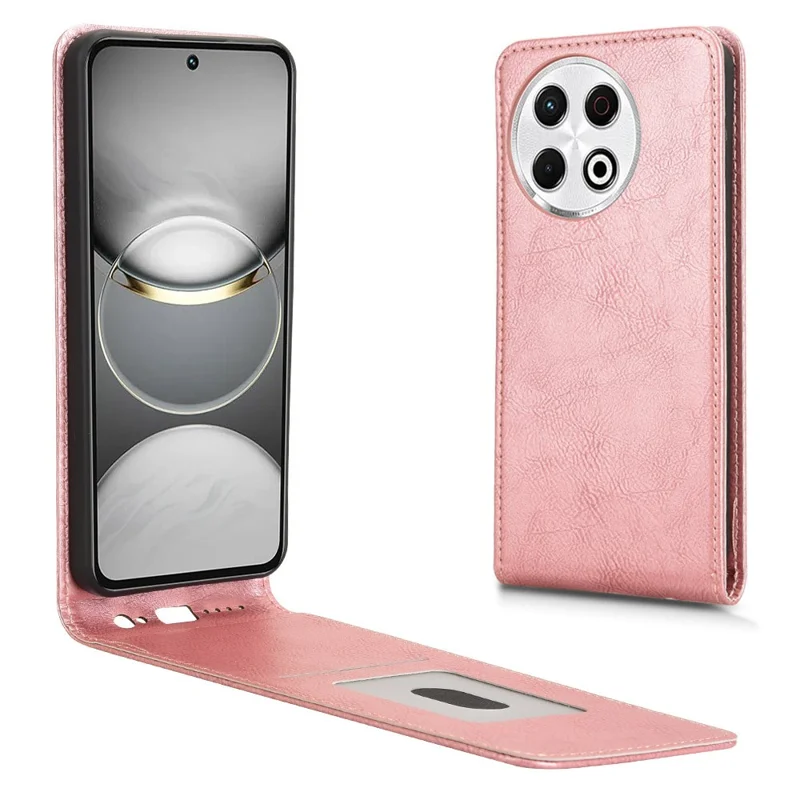For TECNO Spark 30 Pro 4G KL7 Case with Card Slot Magnetic Vertical Flip Leather Phone Cover - Rose Gold