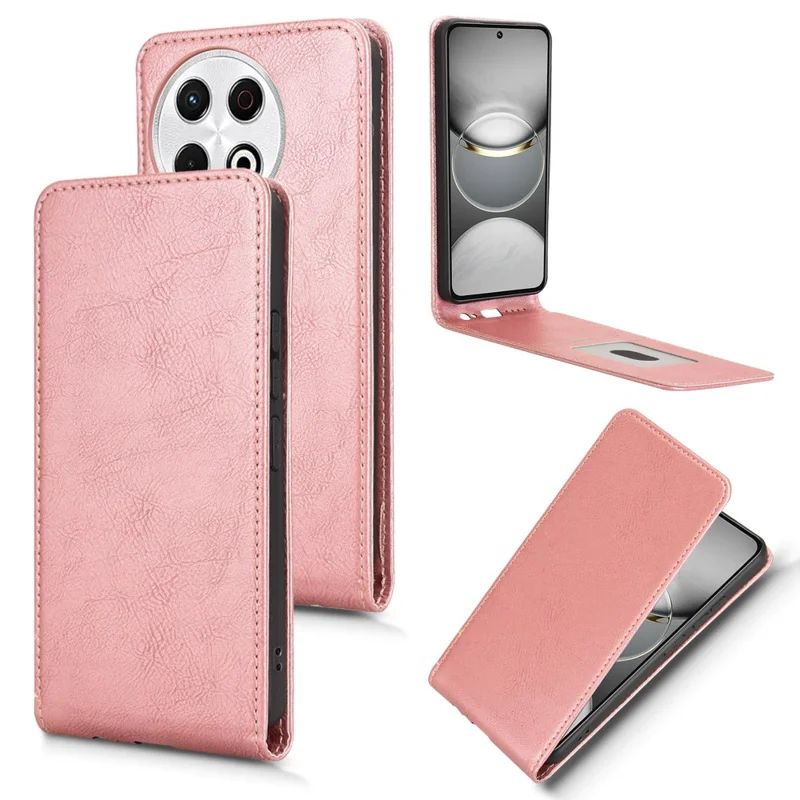 For TECNO Spark 30 Pro 4G KL7 Case with Card Slot Magnetic Vertical Flip Leather Phone Cover - Rose Gold