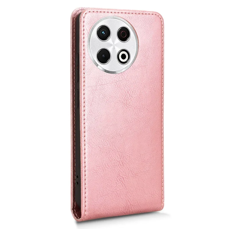 For TECNO Spark 30 Pro 4G KL7 Case with Card Slot Magnetic Vertical Flip Leather Phone Cover - Rose Gold