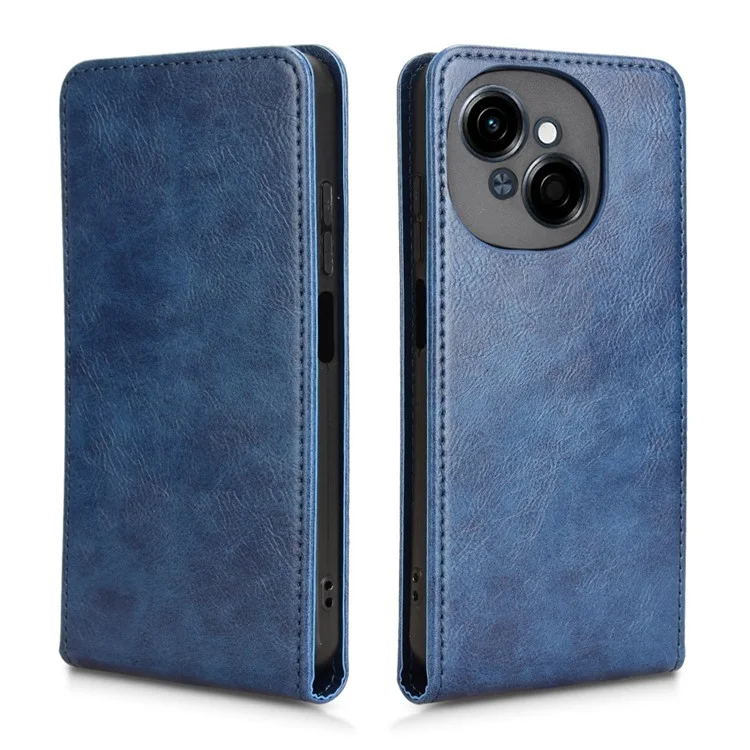Phone Case For TECNO Spark Go 1 / Pop 9 4G / Spark Go 2025 Magnetic Vertical Flip Leather Cover with Card Slot - Dark Blue