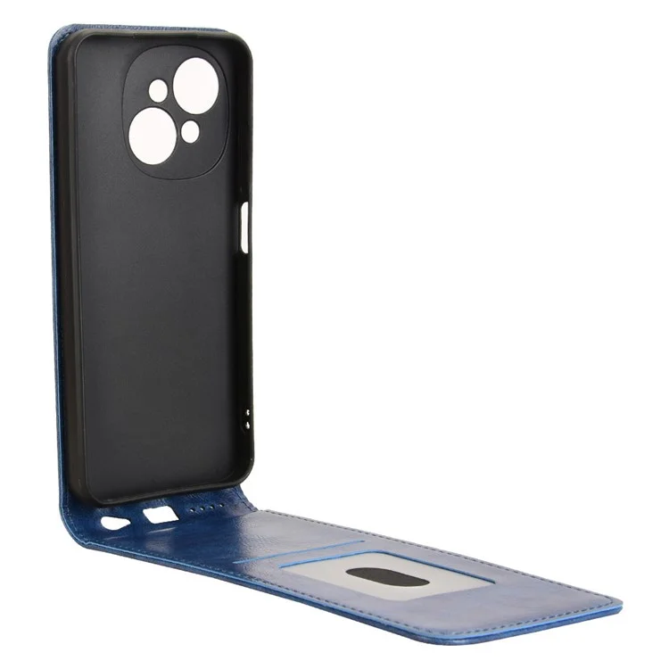 Phone Case For TECNO Spark Go 1 / Pop 9 4G / Spark Go 2025 Magnetic Vertical Flip Leather Cover with Card Slot - Dark Blue
