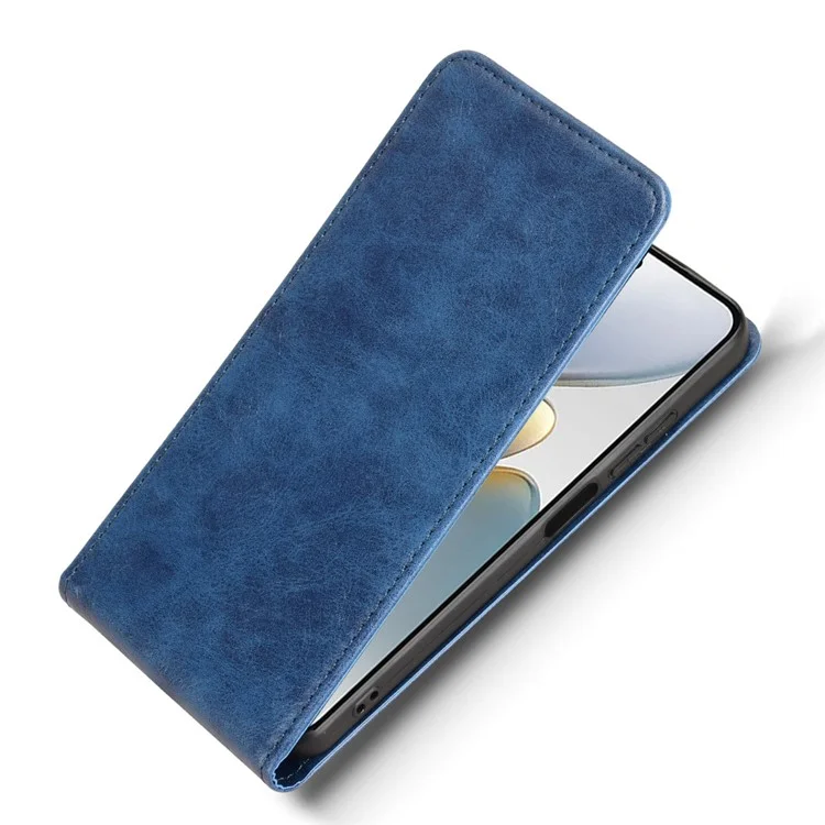 Phone Case For TECNO Spark Go 1 / Pop 9 4G / Spark Go 2025 Magnetic Vertical Flip Leather Cover with Card Slot - Dark Blue