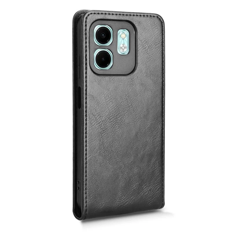 For Infinix Hot 50i 4G X6531 / Smart 9 4G X6532 Case with Card Slot Magnetic Vertical Flip Leather Phone Cover - Black