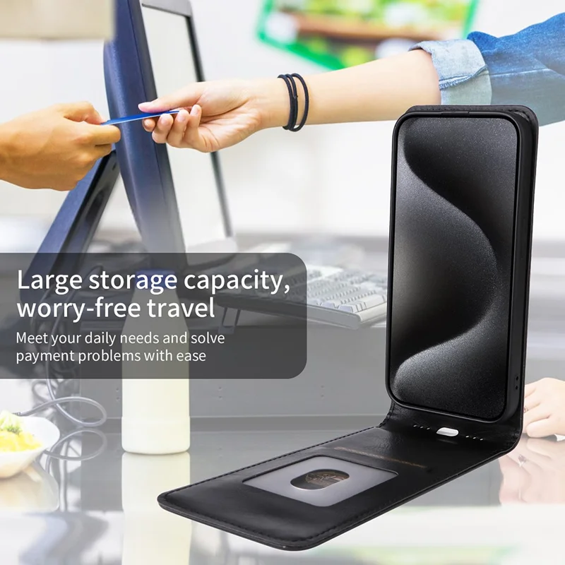 For Infinix Hot 50i 4G X6531 / Smart 9 4G X6532 Case with Card Slot Magnetic Vertical Flip Leather Phone Cover - Black