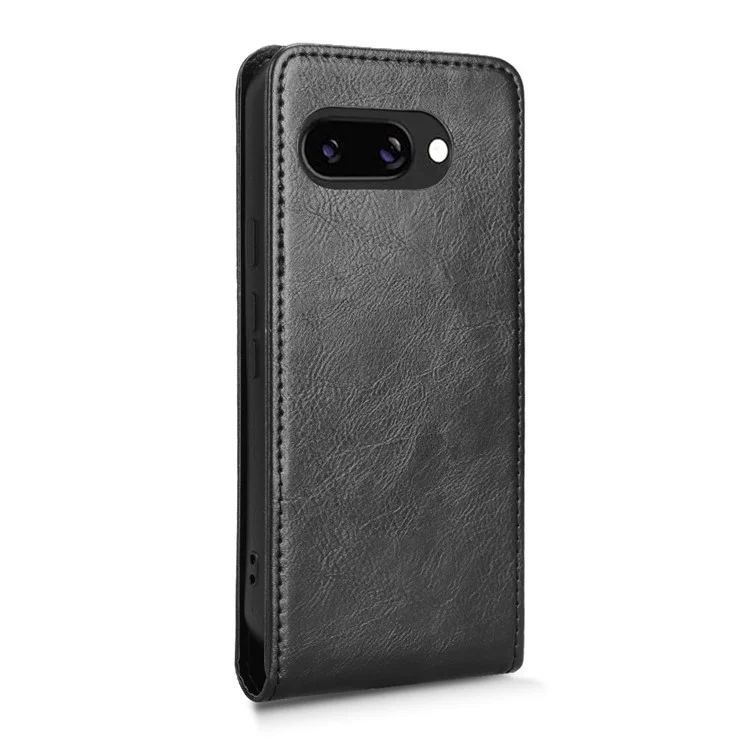 Funda para Google Pixel 9a con ranura para tarjeta, tapa magnética vertical de cuero - Negro