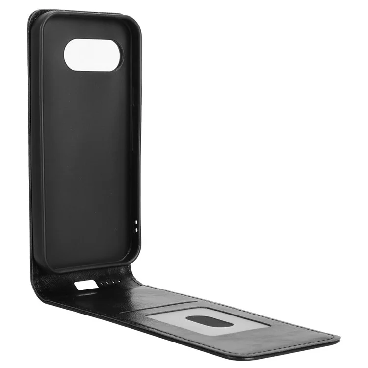 Funda para Google Pixel 9a con ranura para tarjeta, tapa magnética vertical de cuero - Negro