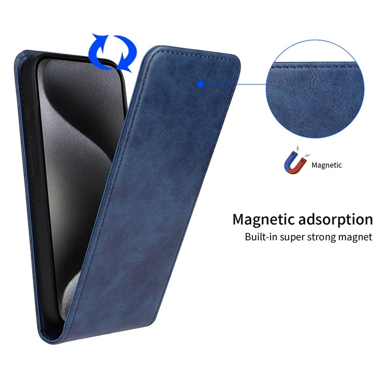 Funda para Google Pixel 9a con ranura para tarjeta, tapa magnética vertical de cuero - Negro
